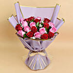 Love Expressions Pink And Red Roses Bouquet With I Love You Table Top For Valentines Day