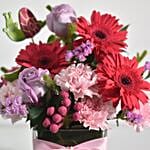 Lovely Mixed Flowers Arrangement In Glass Vase