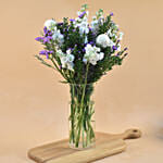 Mixed Flowers Cylindrical Glass Vase