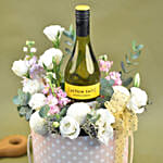 Mixed Flowers & White Wine Pink Box