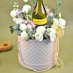 Mixed Flowers & White Wine Pink Box