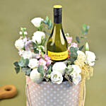 Mixed Flowers & White Wine Pink Box
