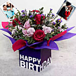 Personalised Mixed Flowers With Square Glass Vase