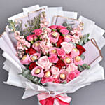 Pink Petals and Chocolates Bouquet for Valentine