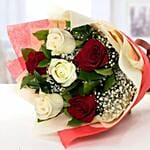 Red N White Valentine Roses Bouquet