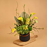 Serene Mixed Flowers Black Vase