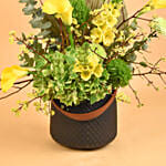 Serene Mixed Flowers Black Vase