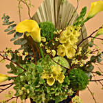 Serene Mixed Flowers Black Vase