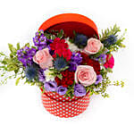 Striking Mixed Flowers Round Box