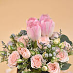 Tulips & Roses Black Vase