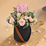 Tulips & Roses Black Vase