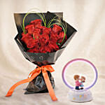 15 Red Roses Bouquet for Valentine's Day with Led Love Lamp