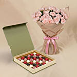 24 Carnations love Bouquet with Chocolates For Vday