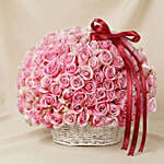 199 Pink Roses Basket Arrangement for Valentines