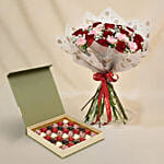 Carnation n Red Roses Bouquet with Chocolates