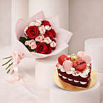 Eternal Love Valentine's Day Roses Bouquet with Cake