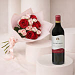 Eternal Love Valentine's Roses Bouquet with Wine