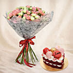 Joy of Love Spray Roses Bouquet with Cake For Valentine's