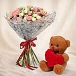 Joy of Love Spray Roses Bouquet with Teddy for Valentine's