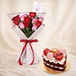 Love Expresssion Roses Bouquets with Cake