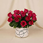 Romantic Arrangement of Dark Pink Roses for Valentines Day