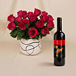 Romantic Dark Pink Roses for Valentine's Day n Wine