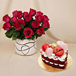Romantic Dark Pink Roses for Valentine's Day with Cakes