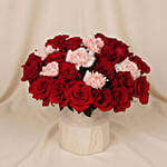 Roses and Carnations in Premium Vase for Valentine's Day