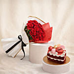 Rosy Reverie 18 Roses Bouquet with Cake for Valentine's