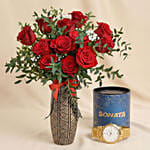 Valentine's Day Rose and Watch Set For Him