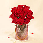 Valentine's Roses Elegance in Pink Vase Gift