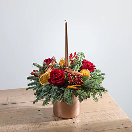 Luxury Red Candle Arrangement: Flowers Delivery UK