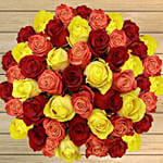 50 Red Orange & Yellow Roses