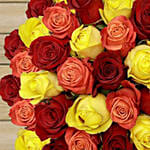 50 Red Orange & Yellow Roses