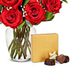 One Dozen Red Roses With Chocolates