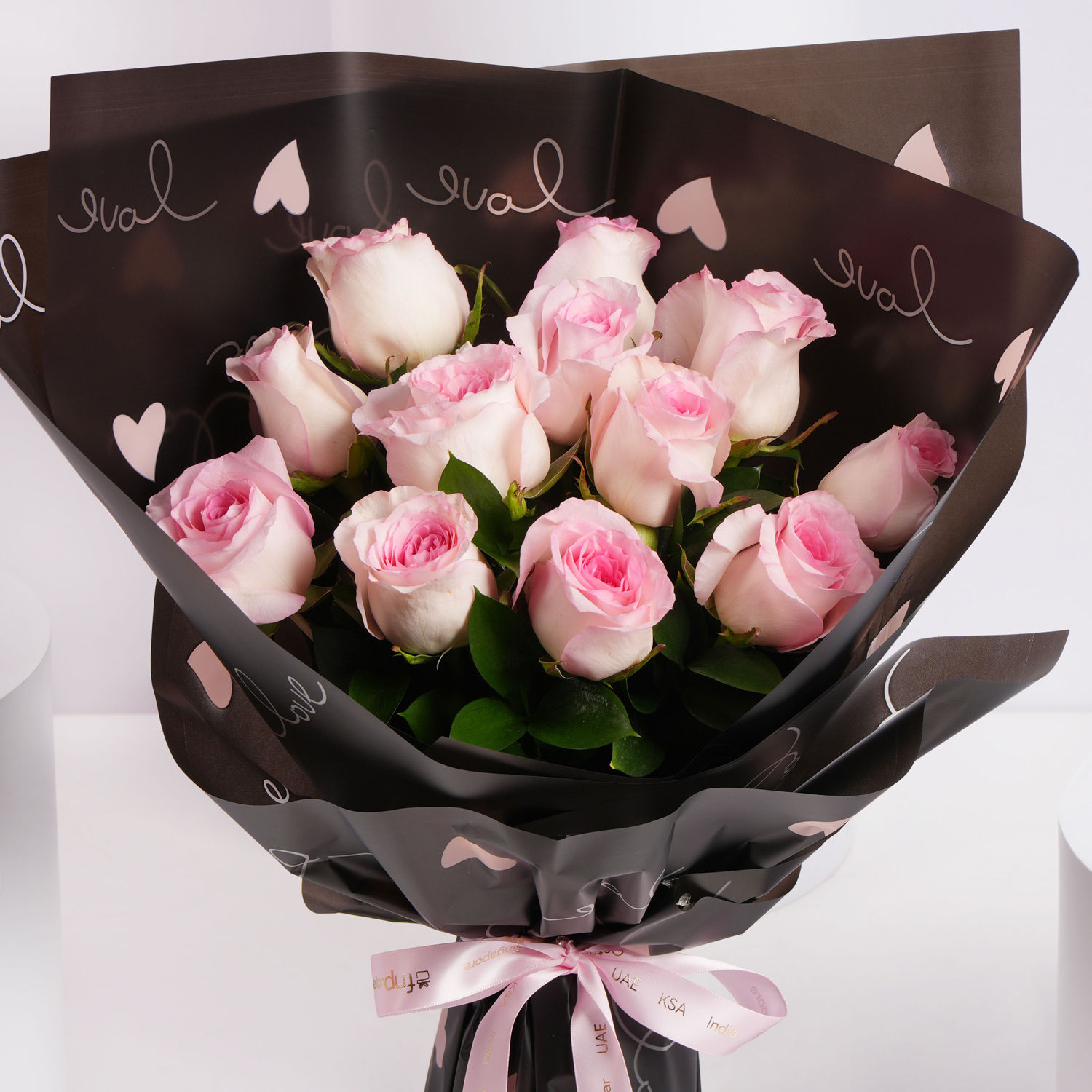 Order Valentine 12 Blush Pink Roses Bouquet Online | Same-Day Delivery